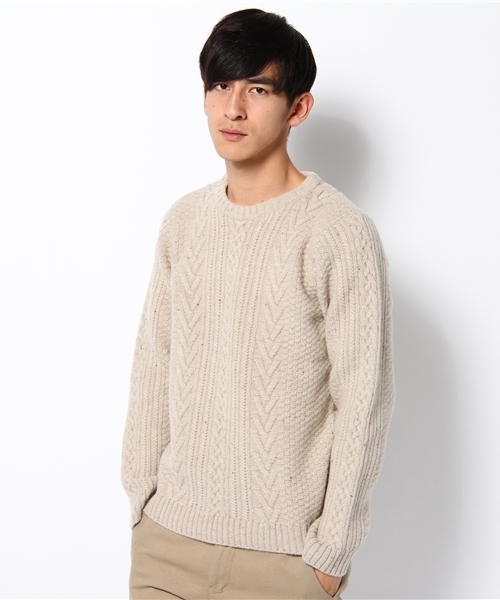 CIAOPANIC（チャオパニック）の「【Ciaopanic】アランクルーP/O（ニット/セーター・メンズ・ブラック/アイボリー/ワインレッド・MEDIUM/LARGE）」の7枚目の写真