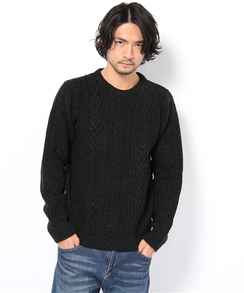 CIAOPANIC（チャオパニック）の「【Ciaopanic】アランクルーP/O（ニット/セーター・メンズ・ブラック/アイボリー/ワインレッド・MEDIUM/LARGE）」の3枚目の写真