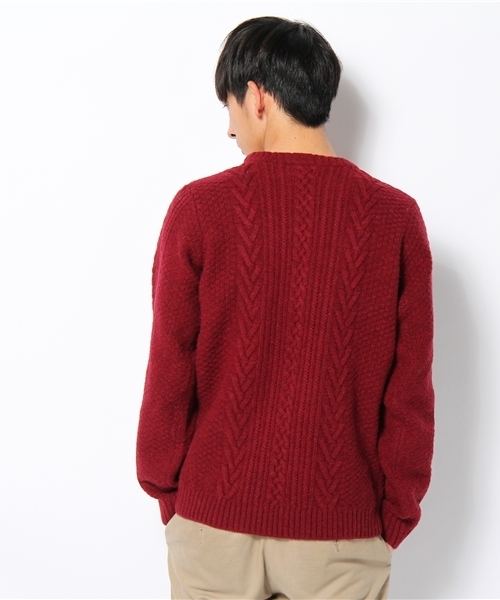 CIAOPANIC（チャオパニック）の「【Ciaopanic】アランクルーP/O（ニット/セーター・メンズ・ブラック/アイボリー/ワインレッド・MEDIUM/LARGE）」の9枚目の写真