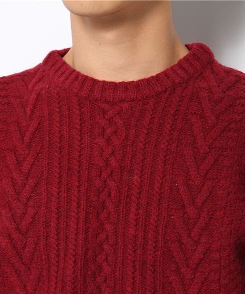 CIAOPANIC（チャオパニック）の「【Ciaopanic】アランクルーP/O（ニット/セーター・メンズ・ブラック/アイボリー/ワインレッド・MEDIUM/LARGE）」の4枚目の写真