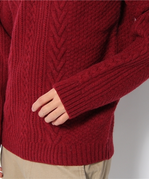 CIAOPANIC（チャオパニック）の「【Ciaopanic】アランクルーP/O（ニット/セーター・メンズ・ブラック/アイボリー/ワインレッド・MEDIUM/LARGE）」の5枚目の写真