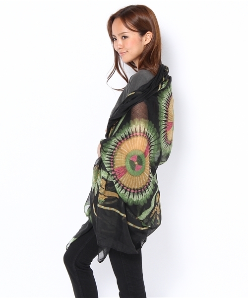 goa（ゴア）の「ネイティブフェザーストール付ドルマンT/SH　SET（Tシャツ/カットソー・レディース・ブラック/ベージュ/オレンジ・FREE）」の4枚目の写真