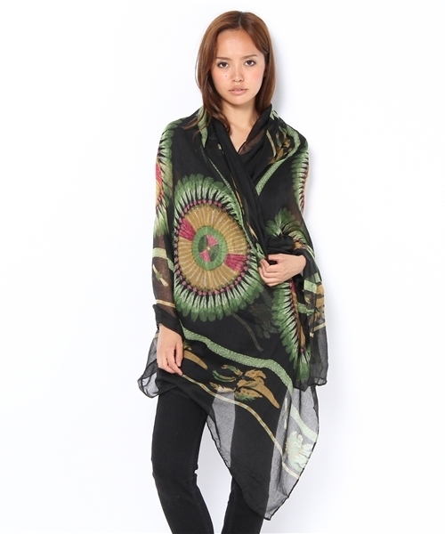 goa（ゴア）の「ネイティブフェザーストール付ドルマンT/SH　SET（Tシャツ/カットソー・レディース・ブラック/ベージュ/オレンジ・FREE）」の6枚目の写真