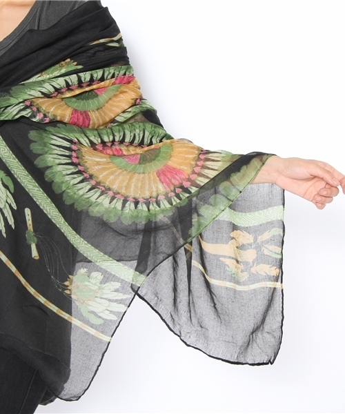 goa（ゴア）の「ネイティブフェザーストール付ドルマンT/SH　SET（Tシャツ/カットソー・レディース・ブラック/ベージュ/オレンジ・FREE）」の9枚目の写真