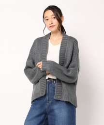 ラフに着こなしたいゆるシルエット★ざっくりとした編地が可愛い！チャンキーニットカーディガン/レディースアウター[C2973]神戸レタス