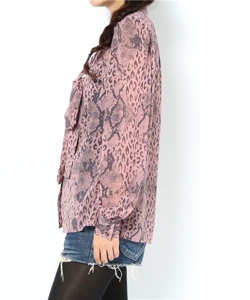極美品！ HYSTERIC GLAMOUR パイソン柄 ボウタイブラウス