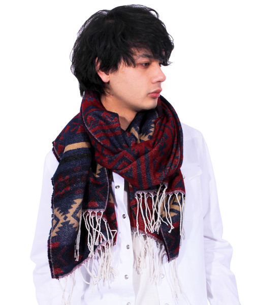 ８(eight)（エイト）の「ネイティブ ロングマフラー ストール（ストール/ショール・メンズ・ブラック/ベージュ/ネイビー/ダークネイビー・FREE）」の19枚目の写真