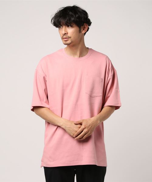 STYLEBLOCK（スタイルブロック）の「サイドジップポケット付きビッグシルエット半袖Tシャツ（Tシャツ/カットソー・メンズ・オフホワイト/杢グレー/ブラック/ピンク/ネイビー/ラベンダー・M/L）」の6枚目の写真