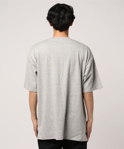 STYLEBLOCK（スタイルブロック）の「サイドジップポケット付きビッグシルエット半袖Tシャツ（Tシャツ/カットソー・メンズ・オフホワイト/杢グレー/ブラック/ピンク/ネイビー/ラベンダー・M/L）」の8枚目の写真