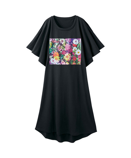 Lingerie by GeeRA(ランジェリーバイジーラ)の「肩スリットTシャツワンピ(ルームウェア/パジャマ・レディース・ブラック/杢グレー・LARGE/X-LARGE/MEDIUM)」の2枚目の写真