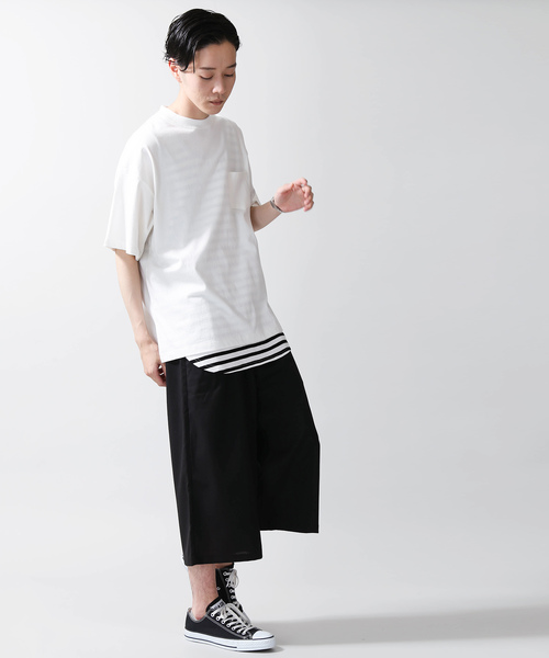 WEGO（ウィゴー）の「WEGO/サイドスリットビッグシルエットTシャツ（Tシャツ/カットソー・メンズ・ネイビー/オレンジ/ライトピンク/ライトパープル/ベージュ/ホワイト/ブラック・MEDIUM/SMALL/LARGE）」の11枚目の写真