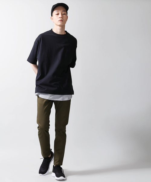 WEGO（ウィゴー）の「WEGO/サイドスリットビッグシルエットTシャツ（Tシャツ/カットソー・メンズ・ネイビー/オレンジ/ライトピンク/ライトパープル/ベージュ/ホワイト/ブラック・MEDIUM/SMALL/LARGE）」の14枚目の写真