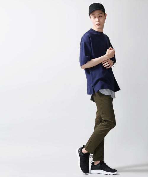 WEGO（ウィゴー）の「WEGO/サイドスリットビッグシルエットTシャツ（Tシャツ/カットソー・メンズ・ネイビー/オレンジ/ライトピンク/ライトパープル/ベージュ/ホワイト/ブラック・MEDIUM/SMALL/LARGE）」の20枚目の写真