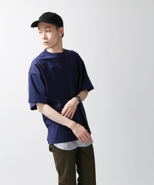 WEGO（ウィゴー）の「WEGO/サイドスリットビッグシルエットTシャツ（Tシャツ/カットソー・メンズ・ネイビー/オレンジ/ライトピンク/ライトパープル/ベージュ/ホワイト/ブラック・MEDIUM/SMALL/LARGE）」の21枚目の写真