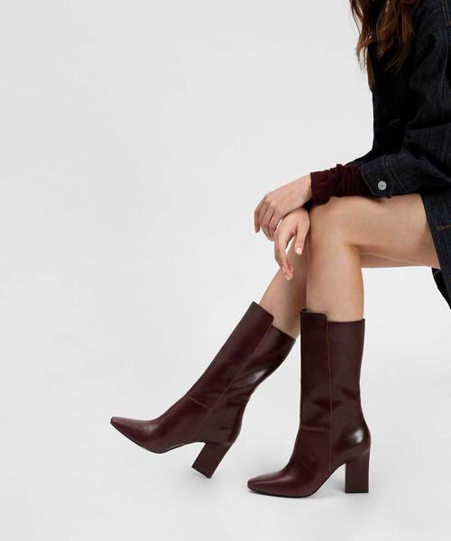 CHARLES & KEITH(チャールズ & キース)の「テパードヒールカフブーツ / TAPERED HEEL CALF BOOTS(ブーツ・レディース・ブラック/バーガンディー・22.5cm/23cm/23.5cm/24.5cm/25cm/25.5cm)」の8枚目の写真