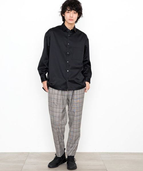 STUDIOUS(ステュディオス)の「【STUDIOUS】パウダーサテンビッグシルエットシャツ(シャツ/ブラウス・メンズ・ブラック/ベージュ/ネイビー/カーキ・1/2/3)」の11枚目の写真