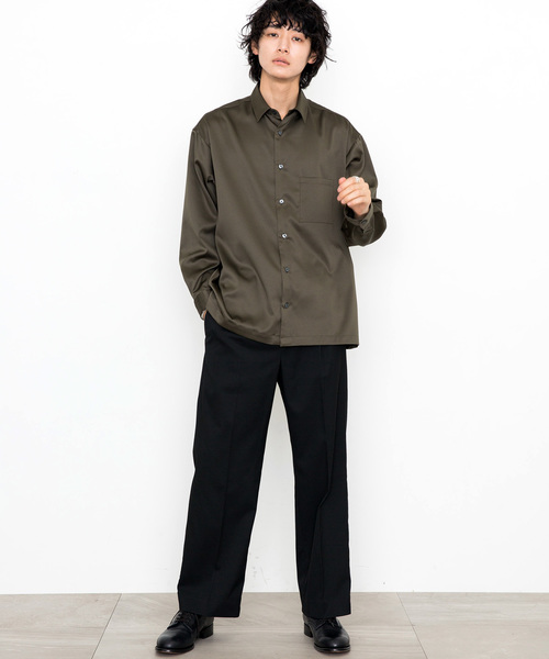 STUDIOUS(ステュディオス)の「【STUDIOUS】パウダーサテンビッグシルエットシャツ(シャツ/ブラウス・メンズ・ブラック/ベージュ/ネイビー/カーキ・1/2/3)」の12枚目の写真