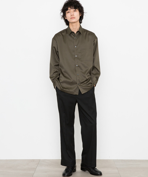 STUDIOUS(ステュディオス)の「【STUDIOUS】パウダーサテンビッグシルエットシャツ(シャツ/ブラウス・メンズ・ブラック/ベージュ/ネイビー/カーキ・1/2/3)」の13枚目の写真