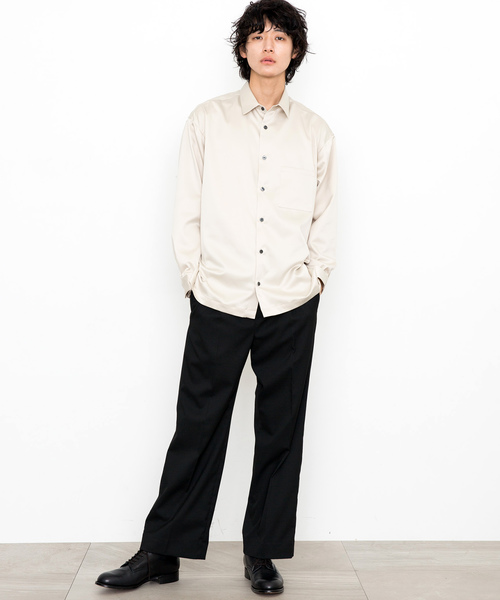 STUDIOUS(ステュディオス)の「【STUDIOUS】パウダーサテンビッグシルエットシャツ(シャツ/ブラウス・メンズ・ブラック/ベージュ/ネイビー/カーキ・1/2/3)」の14枚目の写真