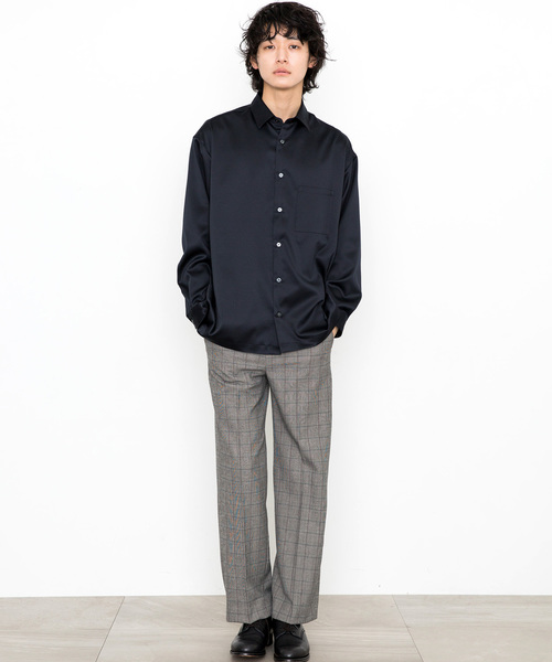STUDIOUS(ステュディオス)の「【STUDIOUS】パウダーサテンビッグシルエットシャツ(シャツ/ブラウス・メンズ・ブラック/ベージュ/ネイビー/カーキ・1/2/3)」の18枚目の写真