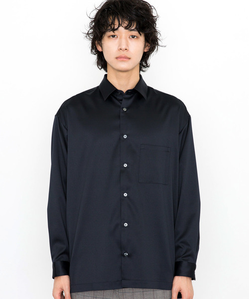 STUDIOUS(ステュディオス)の「【STUDIOUS】パウダーサテンビッグシルエットシャツ(シャツ/ブラウス・メンズ・ブラック/ベージュ/ネイビー/カーキ・1/2/3)」の9枚目の写真