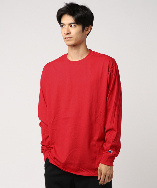 Champion（チャンピオン）の「Champion/チャンピオン　ビックシルエット無地ロンＴ（Tシャツ/カットソー・メンズ・ホワイト/ブラック/グレー/ネイビー/ロイヤルブルー/レッド・S/M/L/XL）」の9枚目の写真
