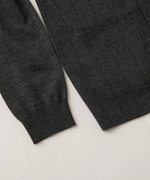 nano カジュアル ダブルブレスト針抜きニットジャケット チャコールSサイズ