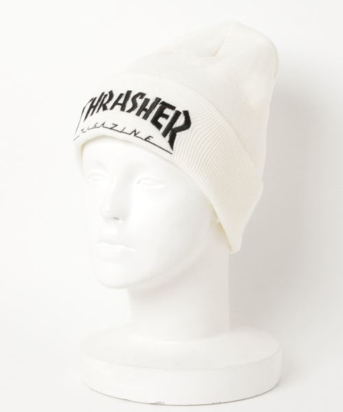 THRASHER(スラッシャー)の「MAG LOGO KNIT BEANIE/スラッシャー ニットキャップ ビーニー 帽子(ニットキャップ/ビーニー・メンズ・ホワイト/ブラック/グレー/ネイビー/グリーン/バーガンディー・FREE)」の2枚目の写真