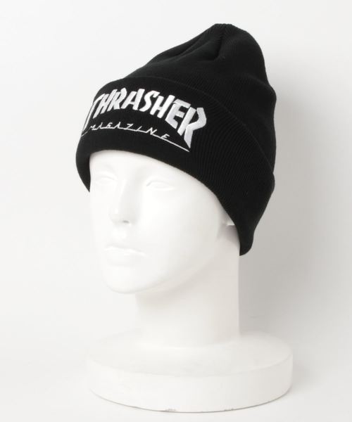 THRASHER(スラッシャー)の「MAG LOGO KNIT BEANIE/スラッシャー ニットキャップ ビーニー 帽子(ニットキャップ/ビーニー・メンズ・ホワイト/ブラック/グレー/ネイビー/グリーン/バーガンディー・FREE)」の3枚目の写真