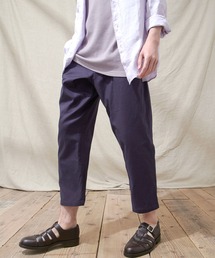LINEN×COTTONストレッチタックアンクルワイドパンツ