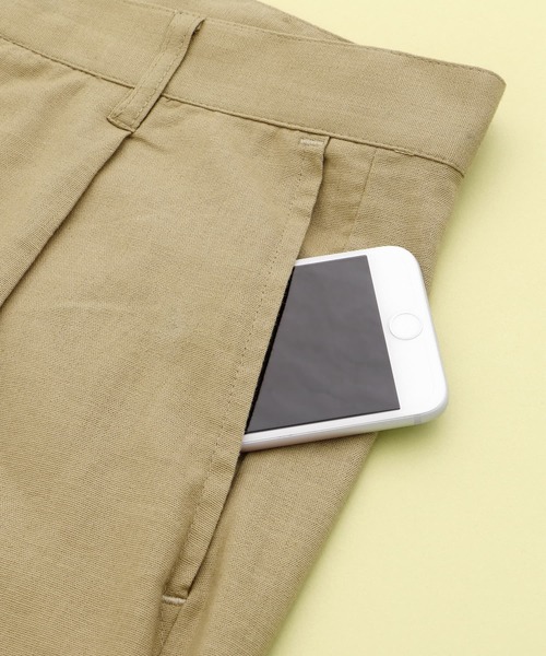 EMMA CLOTHES（エマクローズ）の「LINEN×COTTONストレッチタックアンクルワイドパンツ（その他パンツ・メンズ・ブラック/ベージュ/ネイビー/ライトオリーブ/グレー系その他/チェック・S/M/L）」の9枚目の写真