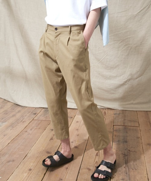 EMMA CLOTHES（エマクローズ）の「LINEN×COTTONストレッチタックアンクルワイドパンツ（その他パンツ・メンズ・ブラック/ベージュ/ネイビー/ライトオリーブ/グレー系その他/チェック・S/M/L）」の21枚目の写真