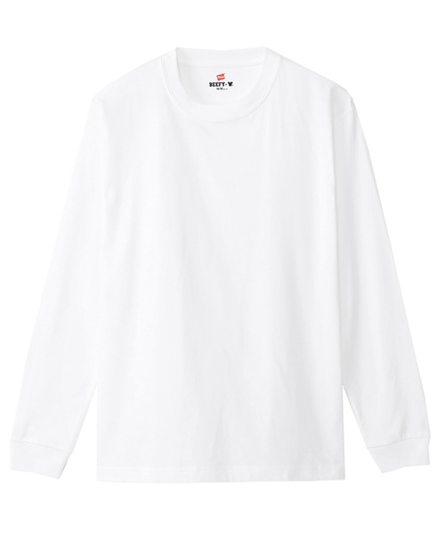 HANES(ヘインズ)の「HANES/ヘインズ BEEFY-T ロンTEE 長袖Tシャツ Sサイズ~XLサイズ H5186(Tシャツ/カットソー・メンズ・ホワイト/ブラック/ヘザーグレー/グレー/ネイビー・S/M/L/XL/LL)」の2枚目の写真