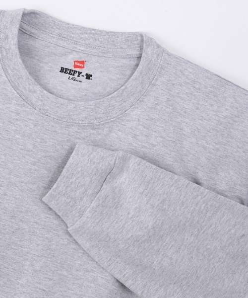 HANES(ヘインズ)の「HANES/ヘインズ BEEFY-T ロンTEE 長袖Tシャツ Sサイズ~XLサイズ H5186(Tシャツ/カットソー・メンズ・ホワイト/ブラック/ヘザーグレー/グレー/ネイビー・S/M/L/XL/LL)」の7枚目の写真