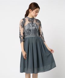 STYLEBLOCK（スタイルブロック）の「チュールレースドッキングシフォン5分袖ミディパーティードレス（ドレス）」