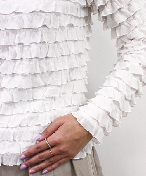 Chico（チコ）の「フリフリロンT（Tシャツ/カットソー・レディース・ホワイト/グレー/ライトグリーン/ネイビー・FREE）」の9枚目の写真