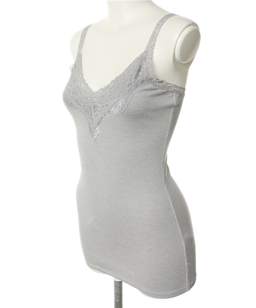 AZUL by moussy（アズールバイマウジー）の「50/-CVCテレコワイドレースキャミ（キャミソール・レディース・オフホワイト/トップグレー/ブラック・MEDIUM/SMALL）」の5枚目の写真