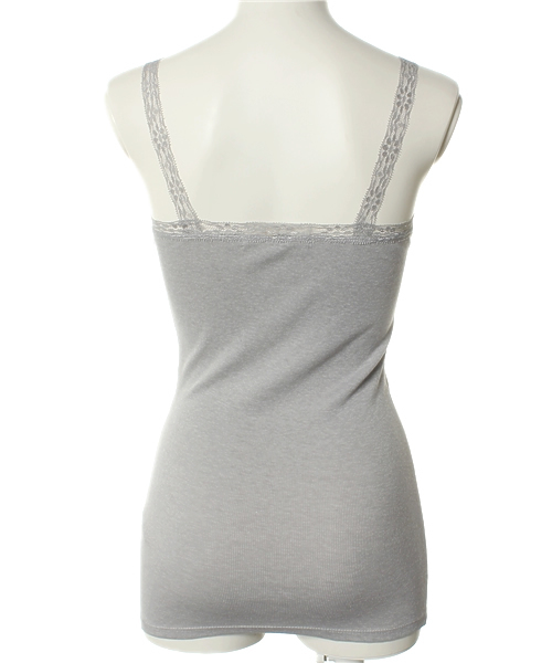 AZUL by moussy（アズールバイマウジー）の「50/-CVCテレコワイドレースキャミ（キャミソール・レディース・オフホワイト/トップグレー/ブラック・MEDIUM/SMALL）」の6枚目の写真