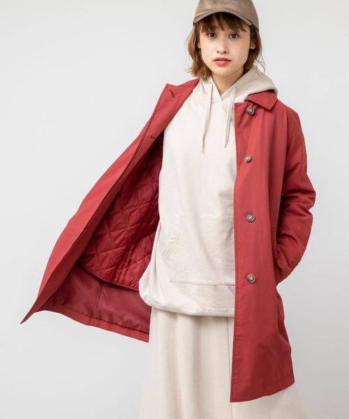 coen(コーエン)の「ライナー付きステンカラーコート(ステンカラーコート・レディース・ブラック/レッド/ベージュ・LARGE/MEDIUM)」の3枚目の写真