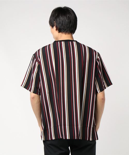 Burner（バーナー）の「【02 BURNER SELECT】ポリエステルマルチストライプビッグシルエットプルオーバーシャツ（シャツ/ブラウス・メンズ・ブラック/ベージュ/ネイビー/グリーン・M/L）」の6枚目の写真