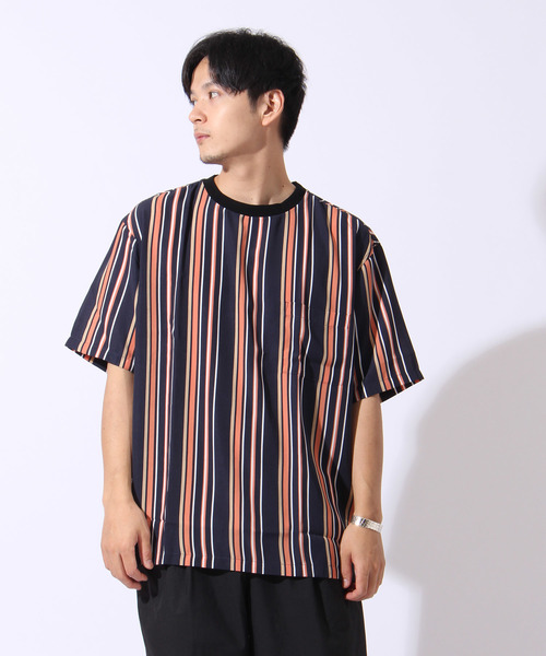 Burner（バーナー）の「【02 BURNER SELECT】ポリエステルマルチストライプビッグシルエットプルオーバーシャツ（シャツ/ブラウス・メンズ・ブラック/ベージュ/ネイビー/グリーン・M/L）」の4枚目の写真