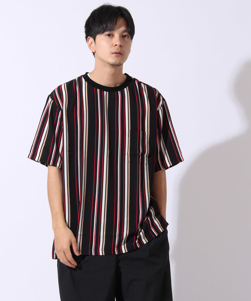 Burner（バーナー）の「【02 BURNER SELECT】ポリエステルマルチストライプビッグシルエットプルオーバーシャツ（シャツ/ブラウス・メンズ・ブラック/ベージュ/ネイビー/グリーン・M/L）」の2枚目の写真