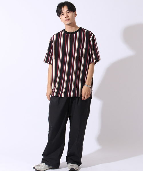 Burner（バーナー）の「【02 BURNER SELECT】ポリエステルマルチストライプビッグシルエットプルオーバーシャツ（シャツ/ブラウス・メンズ・ブラック/ベージュ/ネイビー/グリーン・M/L）」の8枚目の写真