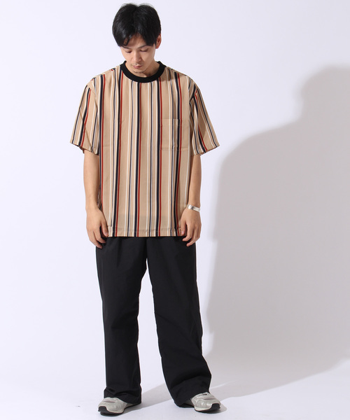 Burner（バーナー）の「【02 BURNER SELECT】ポリエステルマルチストライプビッグシルエットプルオーバーシャツ（シャツ/ブラウス・メンズ・ブラック/ベージュ/ネイビー/グリーン・M/L）」の7枚目の写真