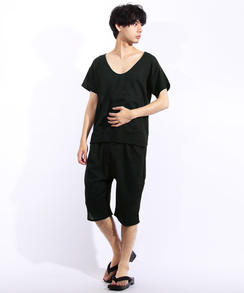 ８(eight)（エイト）の「和装Tシャツ 半袖 インナー（和装小物・メンズ・ブラック/ネイビー・MEDIUM/LARGE/X-LARGE）」の3枚目の写真