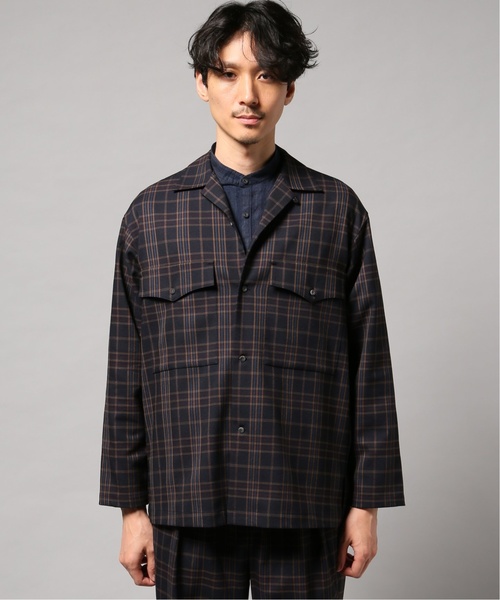 EDIFICE LA BOUCLE（エディフィスラブークル）の「【EDIFICE LA BOUCLE / ラブ―クル】オープンカラー Wポケットロングスリーブ（シャツ/ブラウス・メンズ・ネイビー・44/46/48）」の3枚目の写真