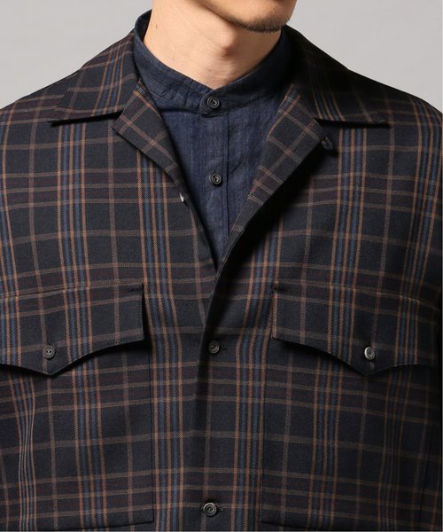 EDIFICE LA BOUCLE（エディフィスラブークル）の「【EDIFICE LA BOUCLE / ラブ―クル】オープンカラー Wポケットロングスリーブ（シャツ/ブラウス・メンズ・ネイビー・44/46/48）」の6枚目の写真