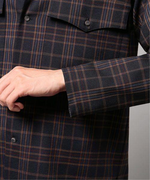 EDIFICE LA BOUCLE（エディフィスラブークル）の「【EDIFICE LA BOUCLE / ラブ―クル】オープンカラー Wポケットロングスリーブ（シャツ/ブラウス・メンズ・ネイビー・44/46/48）」の9枚目の写真