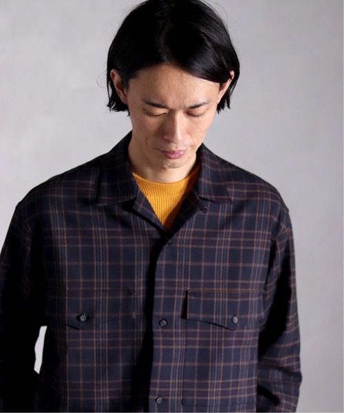 EDIFICE LA BOUCLE（エディフィスラブークル）の「【EDIFICE LA BOUCLE / ラブ―クル】オープンカラー Wポケットロングスリーブ（シャツ/ブラウス・メンズ・ネイビー・44/46/48）」の19枚目の写真