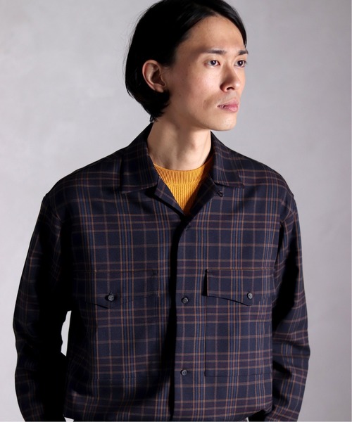 EDIFICE LA BOUCLE（エディフィスラブークル）の「【EDIFICE LA BOUCLE / ラブ―クル】オープンカラー Wポケットロングスリーブ（シャツ/ブラウス・メンズ・ネイビー・44/46/48）」の18枚目の写真